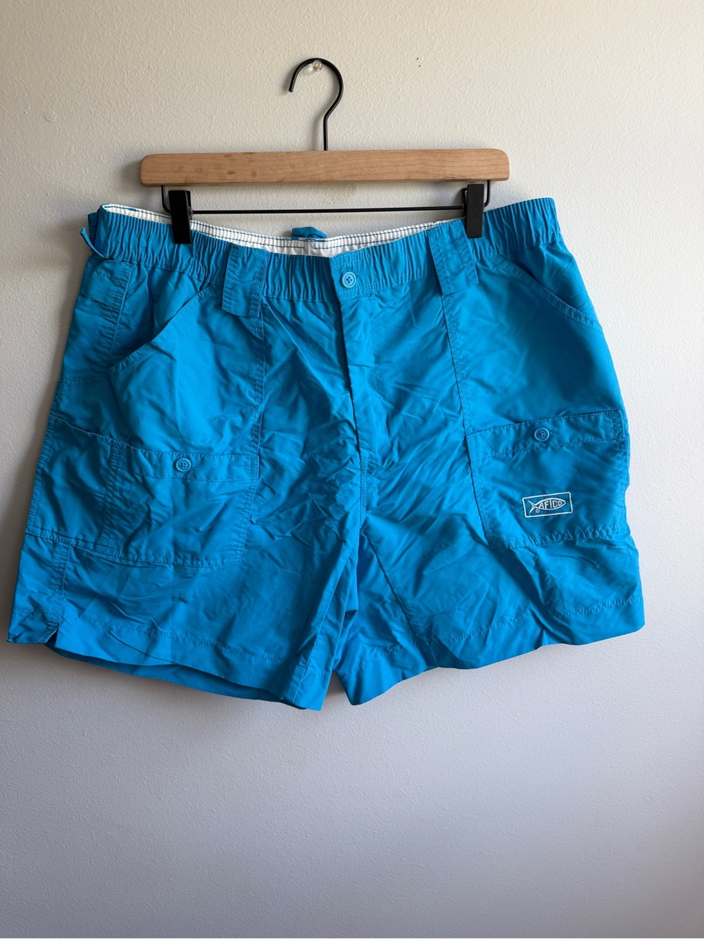 Men's Aqua Blue Quick-Dry Cargo Swim Shorts